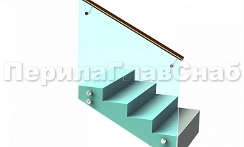 Ограждение с деревянным поручнем на выносе на точечном креплении на лестнице в Казани. Готовые проекты ПерилаГлавСнаб