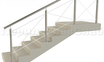 Ограждения из нержавейки. Заполнение из тросиков (нестандартная конфигурация) для крыльца в Казани. Готовые проекты ПерилаГлавСнаб