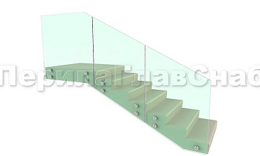 Ограждение для лестницы на несущем стекле с точечным креплением в торец для крыльца купить в Казани