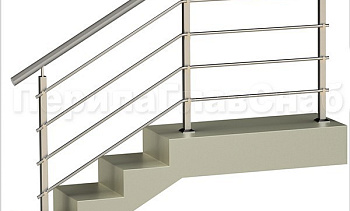 Четыре ригеля на держателях, круглый поручень и квадратные стойки в Казани. Готовые проекты ПерилаГлавСнаб