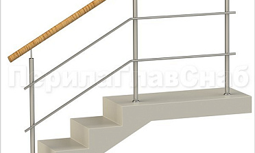 Два ригеля на сварке, круглый пластиковый поручень и круглые стойки купить в Казани