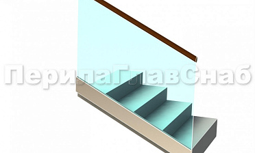 Ограждение с деревянным поручнем на профиле на лестнице купить в Казани