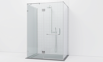 Комплект фурнитуры для душевой перегородки возле стены с дверью и глухими стеклами t571-1 в Казани. Готовые проекты ПерилаГлавСнаб