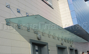 Стеклянные козырьки и навесы в Казани. Готовые проекты ПерилаГлавСнаб