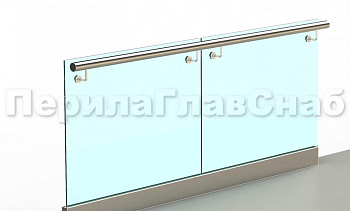 Ограждение с поручнем на выносе в зажимном профиле в Казани. Готовые проекты ПерилаГлавСнаб