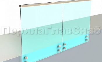 Ограждение с профильным поручнем с пазом на точечном креплении в Казани. Готовые проекты ПерилаГлавСнаб