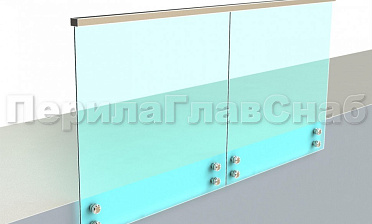 Ограждение с профильным поручнем с пазом на точечном креплении купить в Казани