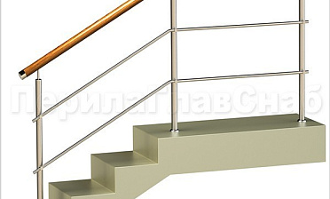 Два ригеля на держателях, круглый деревянный поручень и круглые стойки купить в Казани