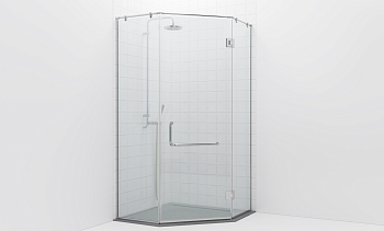 Комплект фурнитуры для трапециевидной душевой перегородки на профиле с угловой штангой t553-1 в Казани. Готовые проекты ПерилаГлавСнаб