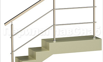 Два ригеля на держателях, квадратный поручень и круглые стойки в Казани. Готовые проекты ПерилаГлавСнаб