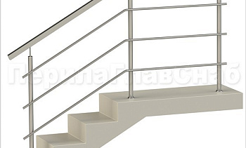 Три ригеля на сварке, квадратный поручень и круглые стойки в Казани. Готовые проекты ПерилаГлавСнаб