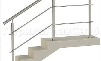 Два ригеля на сварке, круглый поручень и квадратные стойки в Казани. Готовые проекты ПерилаГлавСнаб