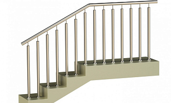 Ограждения с двумя стойками в каждую ступень без ригелей в Казани. Готовые проекты ПерилаГлавСнаб