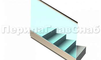 Ограждение с поручнем с пазом в зажимном профиле на лестнице в Казани. Готовые проекты ПерилаГлавСнаб