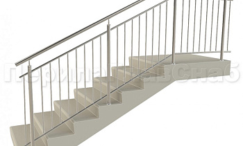 Нержавеющие ограждения с вертикальным заполнением 'частокол' - вариант №3 в Казани. Готовые проекты ПерилаГлавСнаб