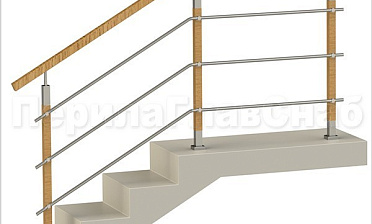 Три ригеля на держателях, квадратные деревянные поручень и стойки купить в Казани