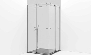 Комплект фурнитуры для раздвижной угловой душевой перегородки, две двери, на профиле t554-1 в Казани. Готовые проекты ПерилаГлавСнаб