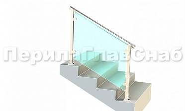 Ограждения для лестницы с поручнем на выносе с зажимными стеклодержателями и квадратными стойками купить в Казани