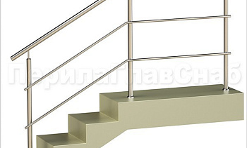 Два ригеля на сварке, круглый поручень и круглые стойки в Казани. Готовые проекты ПерилаГлавСнаб