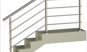 Четыре ригеля на сварке, круглый поручень и квадратные стойки купить в Казани