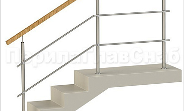 Два ригеля на держателях, квадратный деревянный поручень и круглые стойки купить в Казани