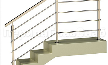 Четыре ригеля на держателях, квадратный поручень и квадратные стойки в Казани. Готовые проекты ПерилаГлавСнаб