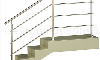 Три ригеля на держателях, круглый поручень и круглые стойки для крыльца в Казани. Готовые проекты ПерилаГлавСнаб