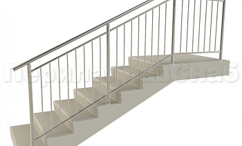 Нержавеющие ограждения для школ и детских садов с вертикальным заполнением “Частокол” - вариант №1 для крыльца в Казани. Готовые проекты ПерилаГлавСнаб