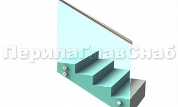 Ограждение с профильным поручнем с пазом на точечном креплении на лестнице в Казани. Готовые проекты ПерилаГлавСнаб