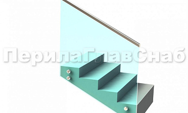 Ограждение с профильным поручнем с пазом на точечном креплении на лестнице купить в Казани