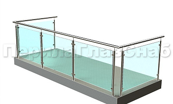 Ограждение из нержавеющей стали со стеклами для балкона в Казани. Готовые проекты ПерилаГлавСнаб