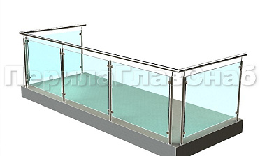 Ограждение из нержавеющей стали со стеклами для балкона купить в Казани
