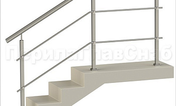 Два ригеля на держателях, круглый поручень и квадратные стойки в Казани. Готовые проекты ПерилаГлавСнаб