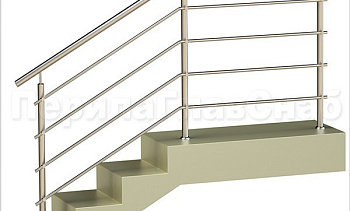 Четыре ригеля на держателях, круглый поручень и круглые стойки в Казани. Готовые проекты ПерилаГлавСнаб