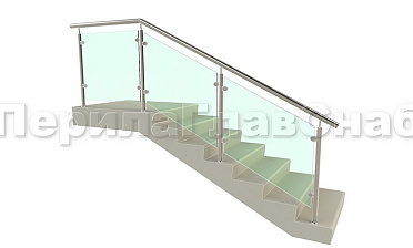 Ограждение для лестницы из нержавейки с зажимными стеклодержателями для крыльца купить в Казани