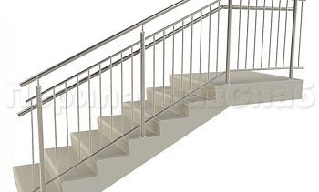 Нержавеющие ограждения с вертикальным заполнением 'частокол' - вариант №4 в Казани. Готовые проекты ПерилаГлавСнаб