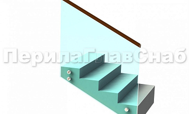 Ограждение с деревянным поручнем на точечном креплении на лестнице купить в Казани