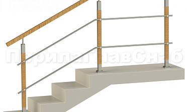 Два ригеля на держателях, квадратный деревянный поручень и квадратные деревянные стойки купить в Казани