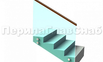 Ограждение с квадратным деревянным поручнем на точечном креплении на лестнице в Казани. Готовые проекты ПерилаГлавСнаб