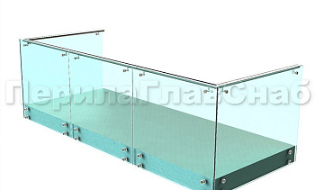 Ограждения на несущем стекле с торцевым креплением для балкона в Казани. Готовые проекты ПерилаГлавСнаб