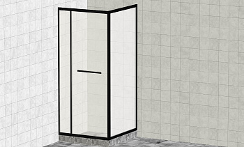 Комплект душевой с внутренней подвижной дверью,толщина стекла 8мм, 900х900х2000, AUSI 304, черная t470 Bl в Казани. Готовые проекты ПерилаГлавСнаб