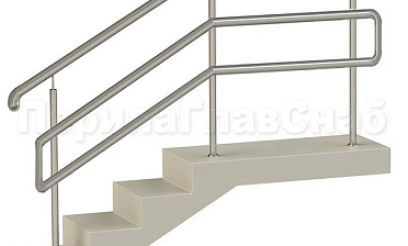 Нержавеющие ограждения с двойным поручнем без ригелей - вариант 1 купить в Казани