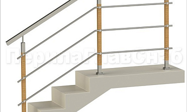 Три ригеля на держателях, квадратные поручень и деревянные стойки купить в Казани