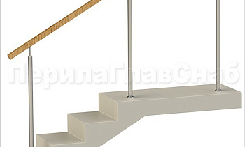 Нержавеющие ограждения без ригелей с квадратным деревянным поручнем в Казани. Готовые проекты ПерилаГлавСнаб