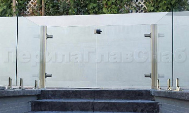 Зажимные двустворчатые калитки из нержавеющей стали со стеклом купить в Казани