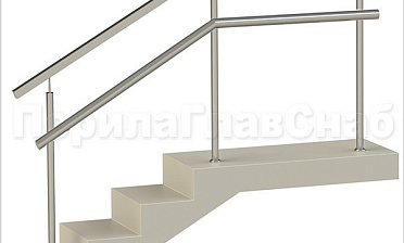 Ограждения с квадратным поручнем и дополнительным поручнем без ригелей купить в Казани