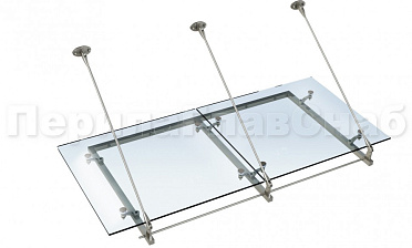 Стеклянный козырек на вантах и профильном каркасе купить в Казани