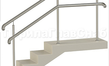 Нержавеющие ограждения с двойным поручнем без ригелей - вариант 2 в Казани. Готовые проекты ПерилаГлавСнаб