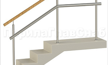 Ограждения с квадратным деревянным поручнем и дополнительным поручнем без ригелей в Казани. Готовые проекты ПерилаГлавСнаб