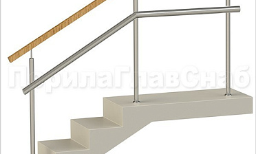 Ограждения с квадратным деревянным поручнем и дополнительным поручнем без ригелей купить в Казани